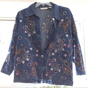 Denim Jacket with Gorgeous Floral Details